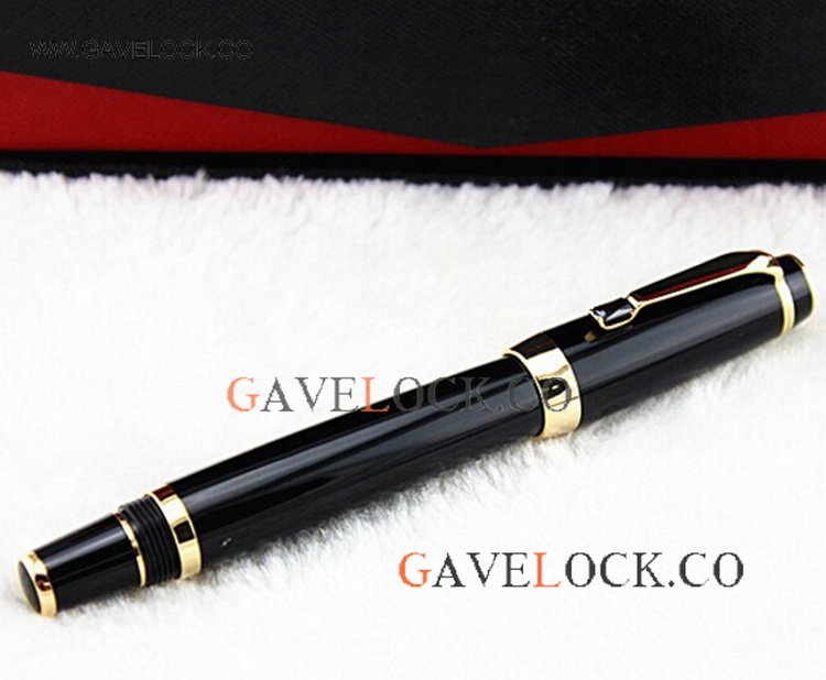 Montblanc Boheme Pen Black Resin Gold Trim Fountain Pen Free Shipping